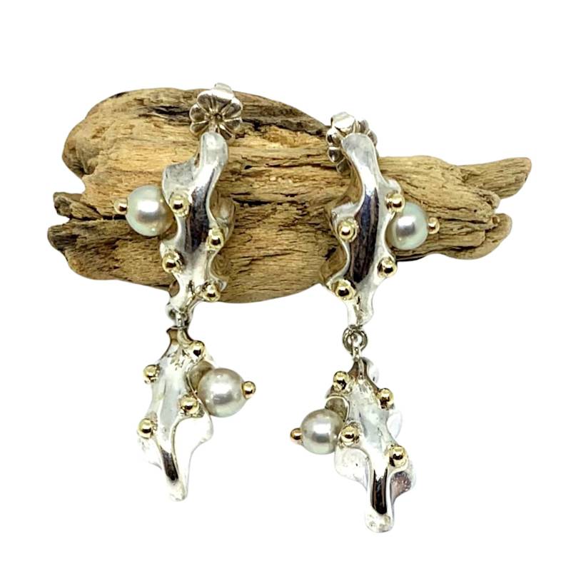 Thumbnail of Sea Slug Earrings | Sterling Silver, Pearls & Yellow Gold image
