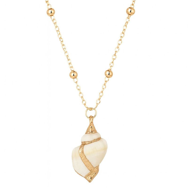 Thumbnail of Seashell Necklace With Golden Details And Gold Plated Chain image