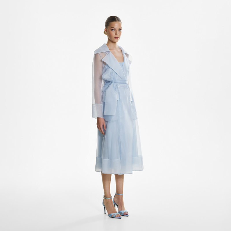 Thumbnail of See Through Blue Organza Trench Dress image