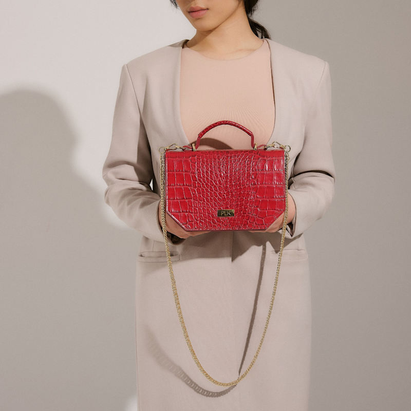 Lola Crossbody Bag Red Croc | PLIK x HAYA | Wolf & Badger