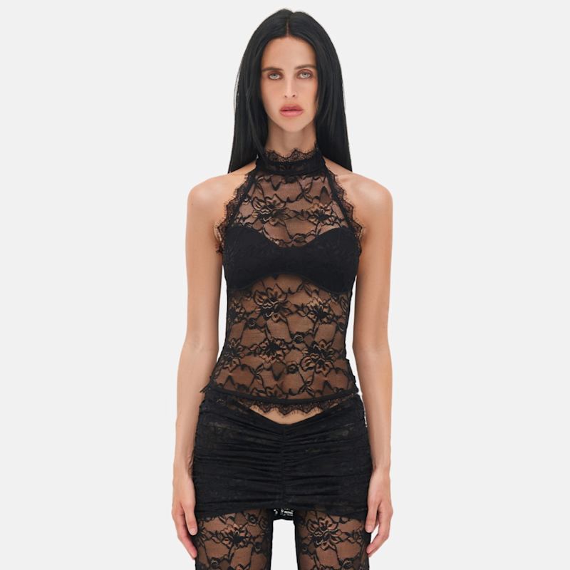 Thumbnail of Selah Black Lace Halter Top image