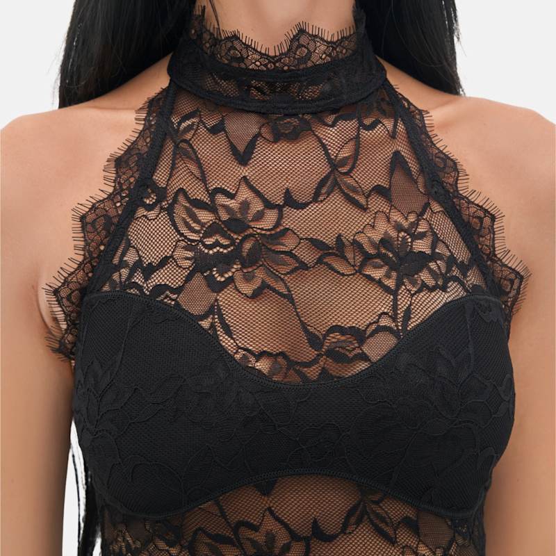 Thumbnail of Selah Black Lace Halter Top image