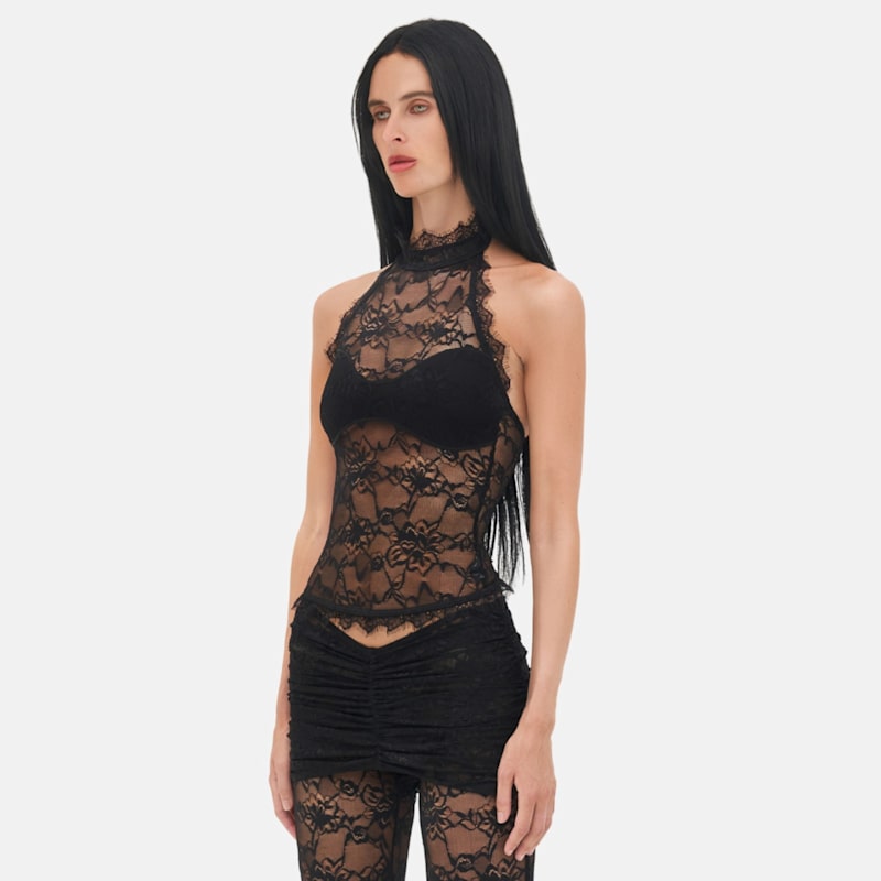 Thumbnail of Selah Black Lace Halter Top image