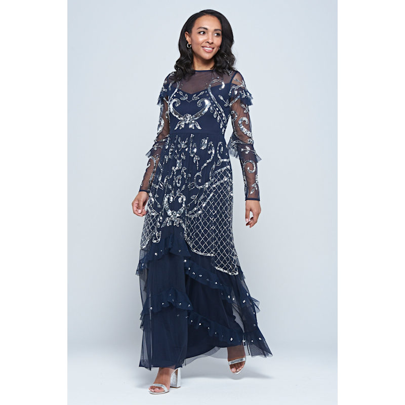 Thumbnail of Selene Navy Embellished Maxi Dress image