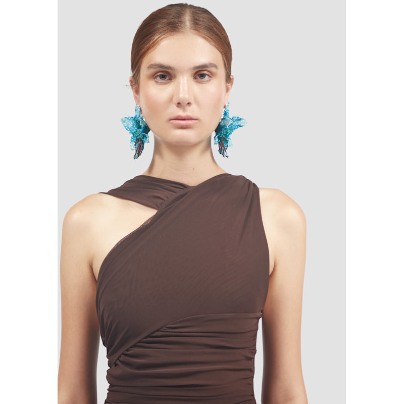 Thumbnail of Selva | Blue Orchid Bead Earrings image