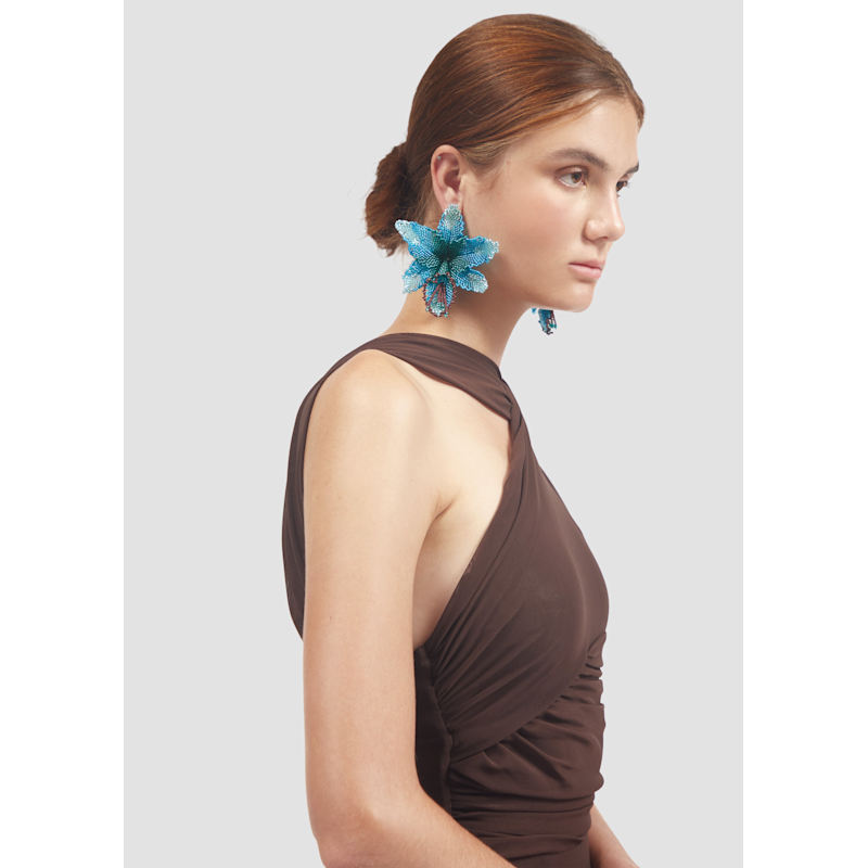 Thumbnail of Selva | Blue Orchid Bead Earrings image