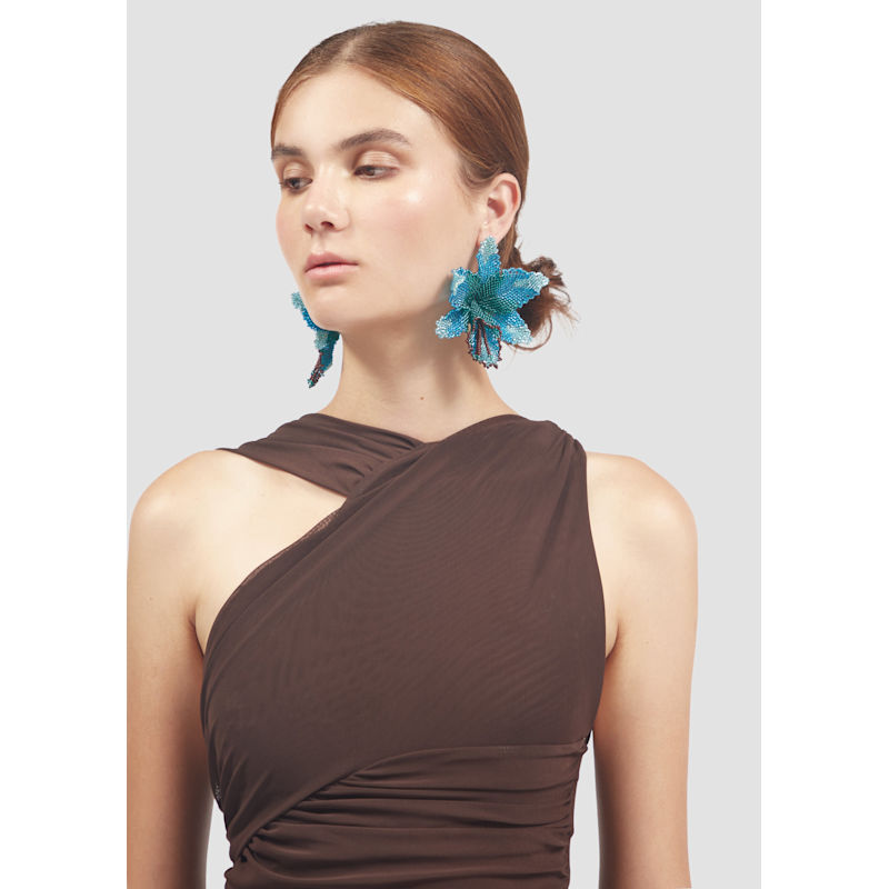 Thumbnail of Selva | Blue Orchid Bead Earrings image