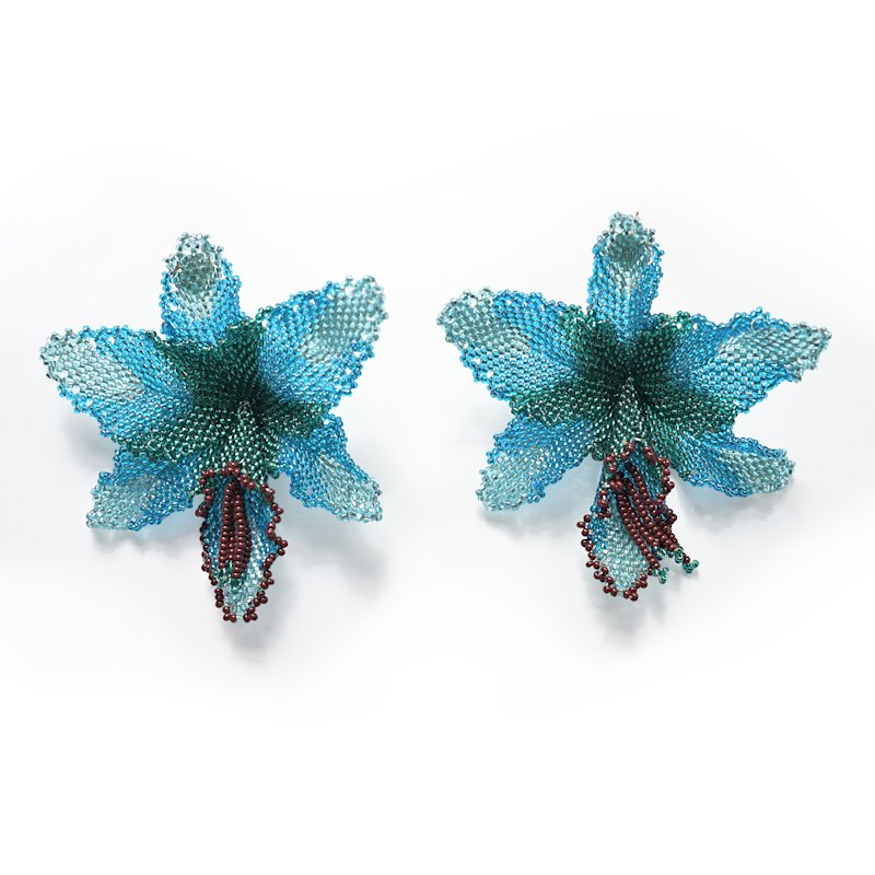 Thumbnail of Selva | Blue Orchid Bead Earrings image