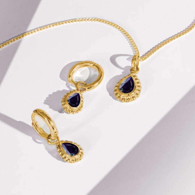 Thumbnail of September Birthstone Gold Necklace - Black Sapphire image