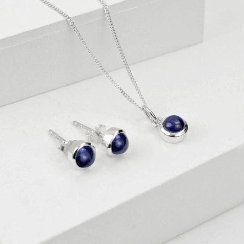 Thumbnail of September Birthstone Jewellery Set In Sterling Silver-Blue Sapphire image
