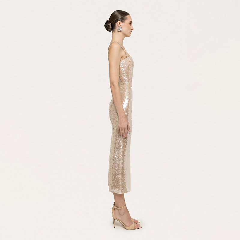 viscose sequined midi dress Isha Sequin Midi Dress In Aqua