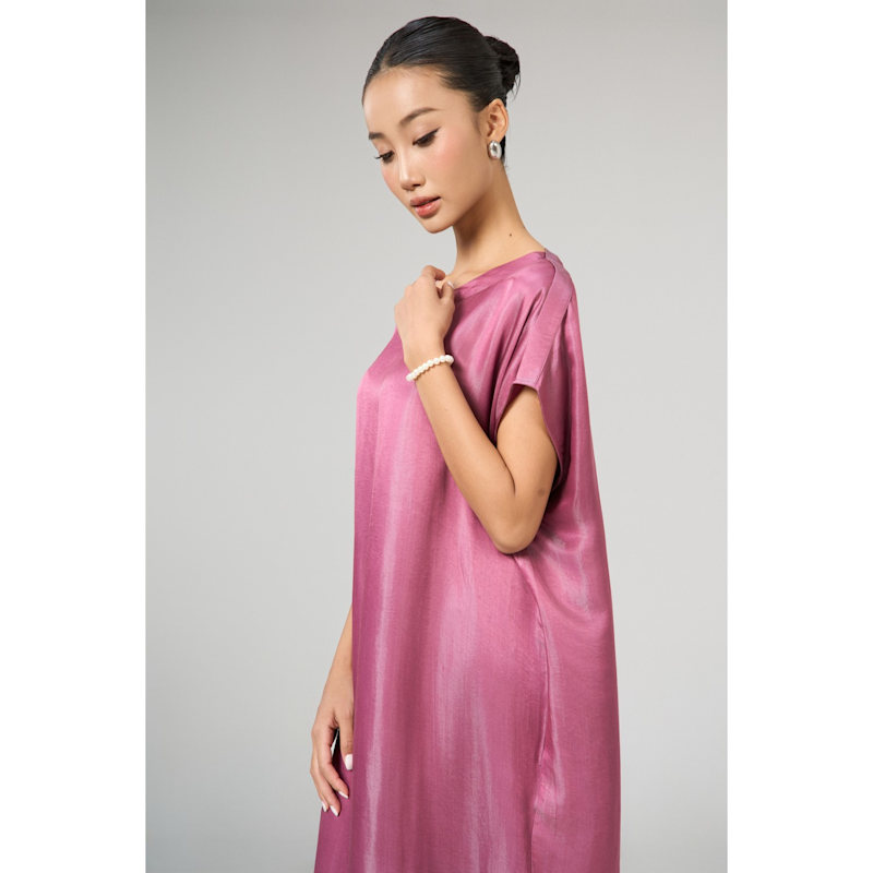 Thumbnail of Seraphine Dusty Rose Hand-Dyed Silk Kaftan Maxi Dress image