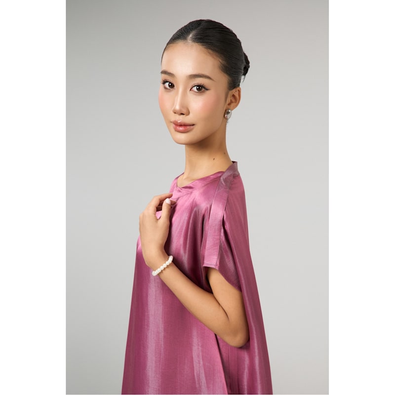 Thumbnail of Seraphine Dusty Rose Hand-Dyed Silk Kaftan Maxi Dress image