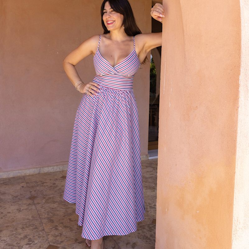 Thumbnail of Seren Cotton Dress In Blue White Red image