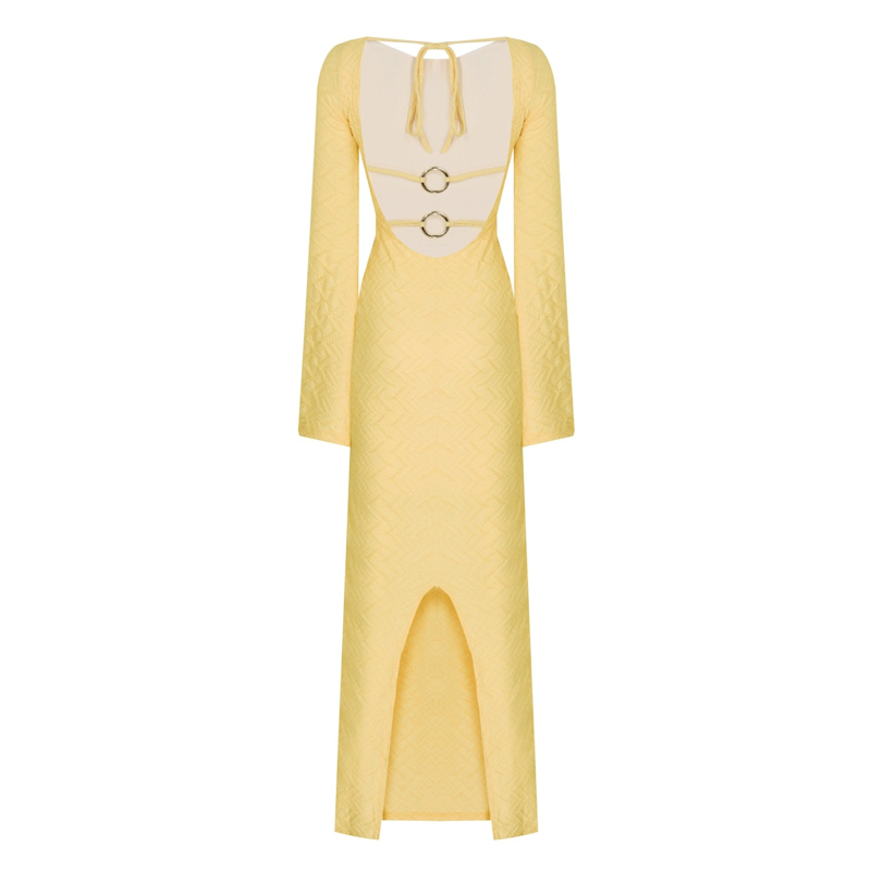 backless dress yellow Andie Open Back Satin Maxi Dress  Shop American Threads Women's Trendy Online Boutique Blue / M