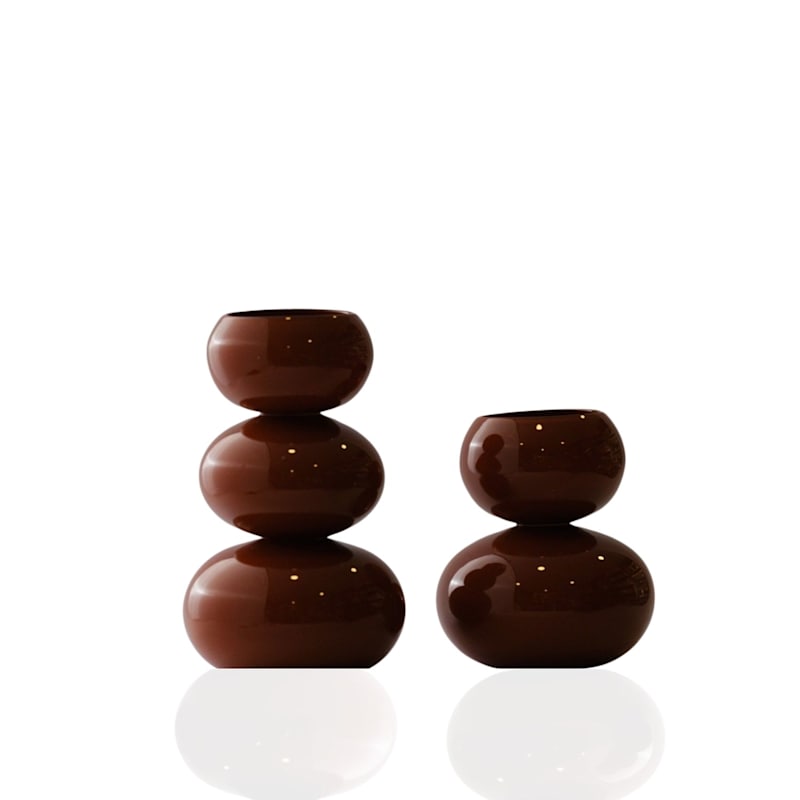Thumbnail of Set Of Two Cinnamon Marble Ripple Vases image