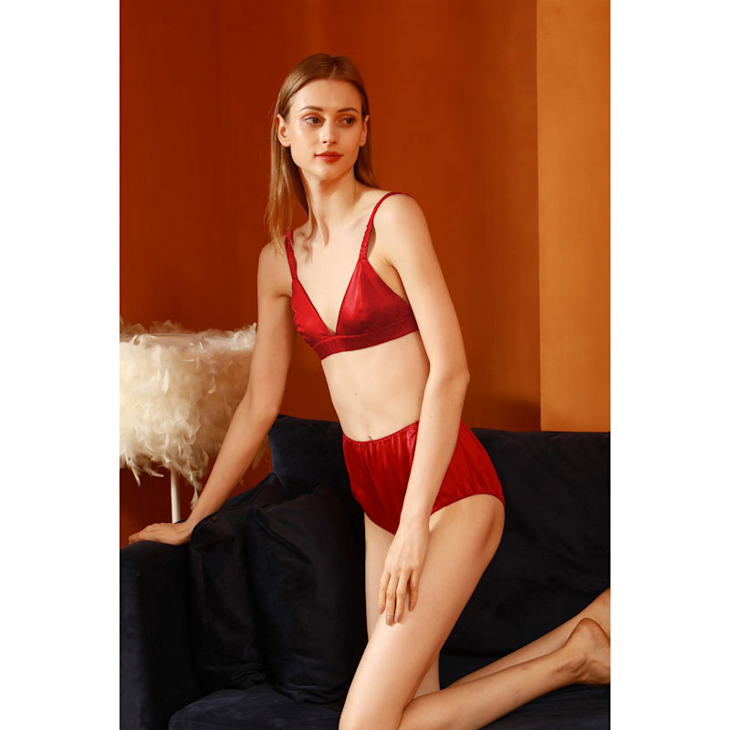 Thumbnail of Set Of Two Pure Mulberry Silk French Cut Panties | High Waist In Ruby image