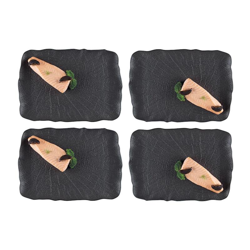 Thumbnail of Shade Rectangular Black Porcelain Serving Plate Set Of Four image