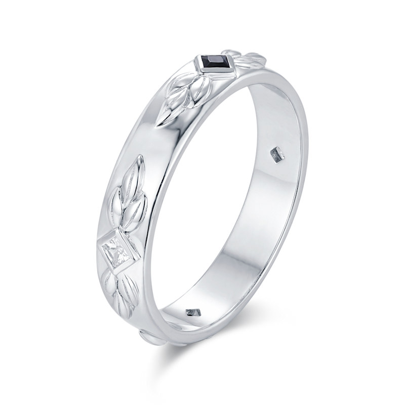 Thumbnail of Shadow Leaf Ring White Gold Vermeil image
