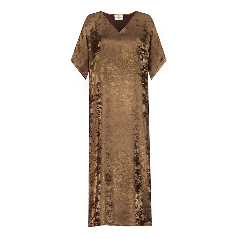 brown cos dress Cocoa Moonlight Shimmer Midi Dress – Blue Zone Planet