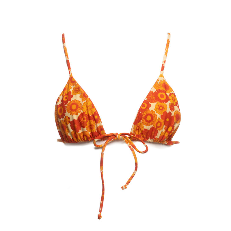 Thumbnail of Sharon's Sunny Floral Front-Tie Triangle Bikini Top image