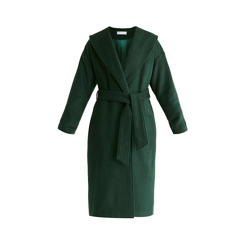 Paisie Shawl Collar Belted Wool Coat With Button Detailing - Green