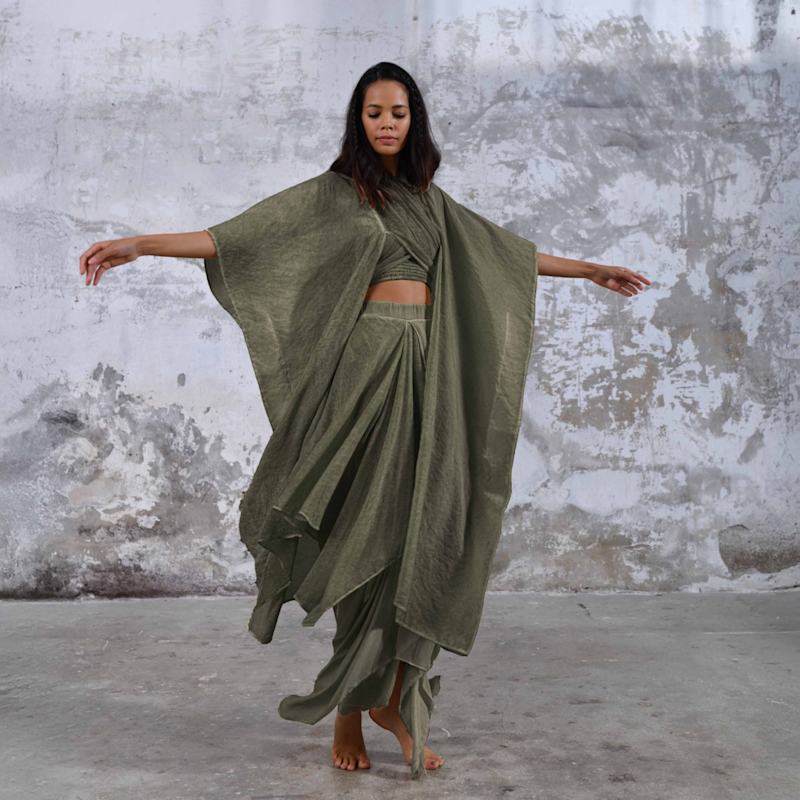 Thumbnail of Shawl Kimono - Khaki Green - Unisex Hooded Kimono image
