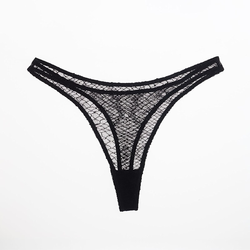 Thumbnail of Sheathe Black Snake Lace Low-Rise Thong image