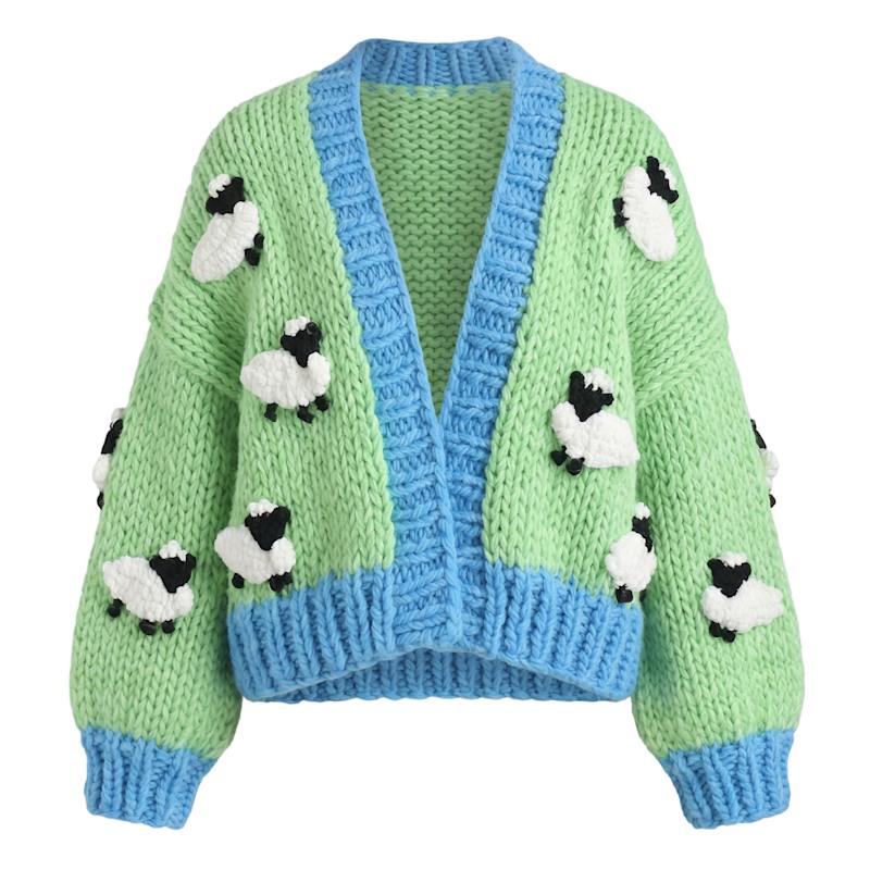 Thumbnail of Sheep Pattern Hand Knit Cardigan image