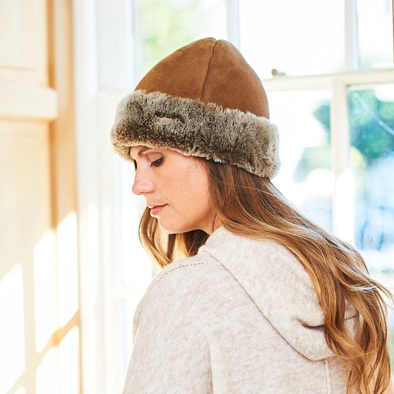 Sheepskin Beanie Hat Ottoman Tan Deane By Owen Barry | Owen Barry