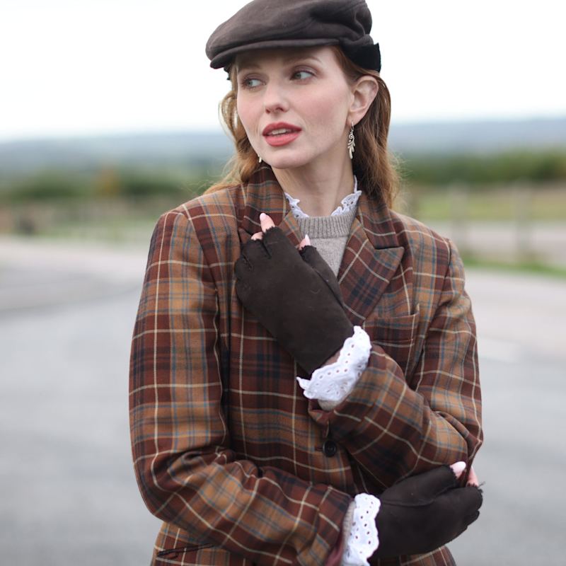 Thumbnail of Sheepskin Gloves Ebony Curly Fingerless Gloves image