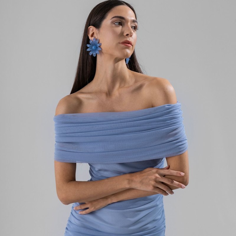 Thumbnail of Sheer Dress - Fitted Sheer-Look Mini Dress With Inner Lining - Bluebell image