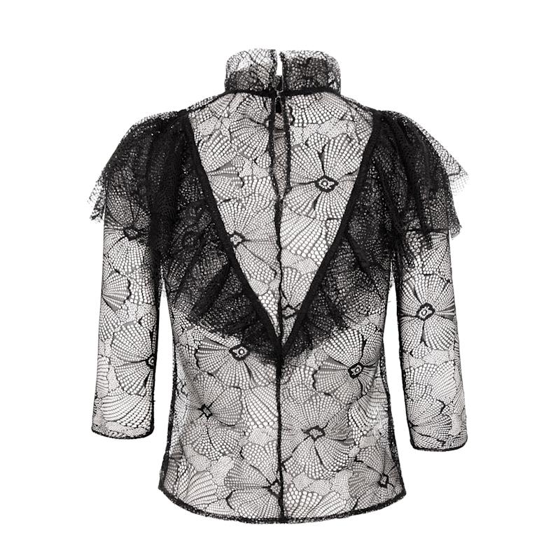 Sheer Floral Lace Ruffle Blouse - Black | AVENUE N°29 | Wolf & Badger