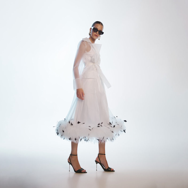 Thumbnail of Sheer Organza Trench Dress In White image