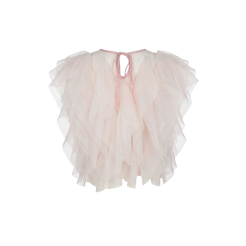 Sheer Tulle Blouse With Cascading Ruffles | Modenaire | Wolf & Badger
