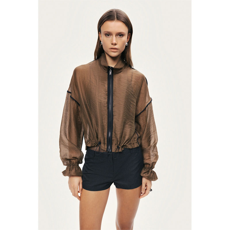 Sheer Zip-Front Jacket | NOCTURNE | Wolf & Badger