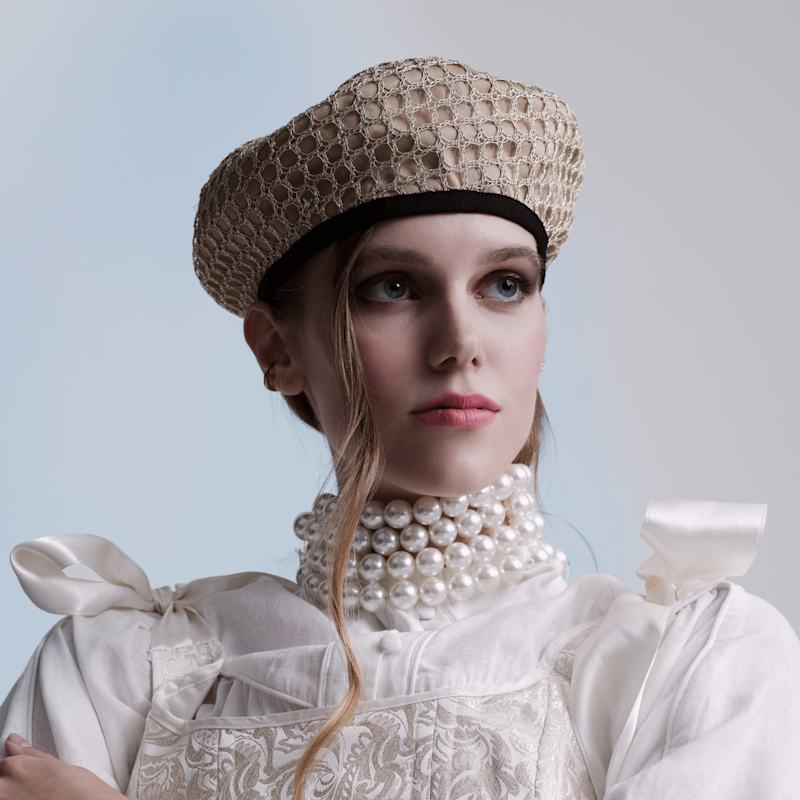 Sheila Chain Effect French Beret Hat SIBI Hats Wolf Badger