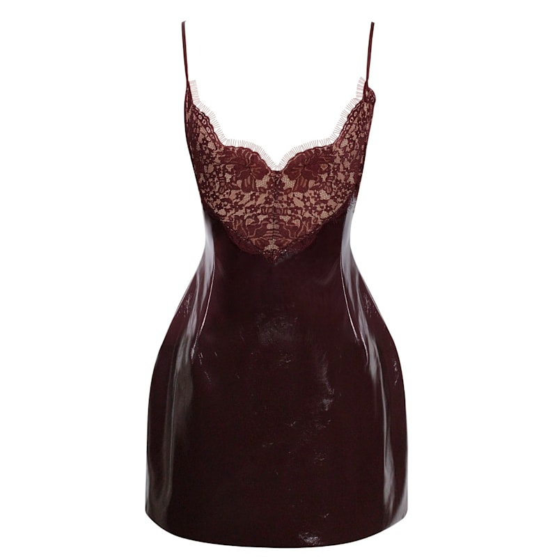 chinese dress ladies Melanie | Burgundy Vegan Leather Shift Dress main image 0