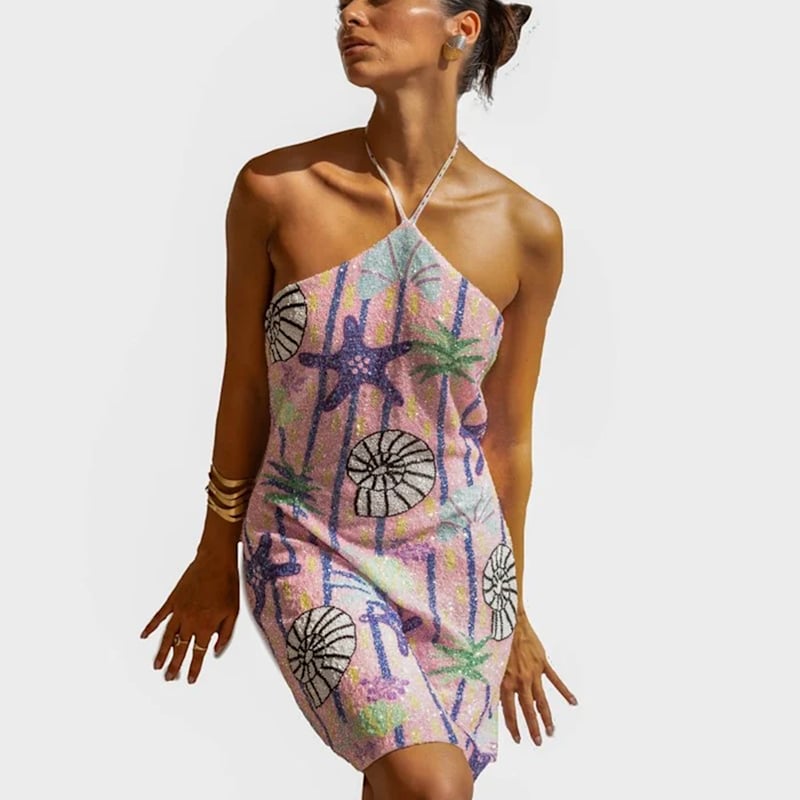 Shell Halterneck Mini Dress | Oceanus Swimwear | Wolf & Badger