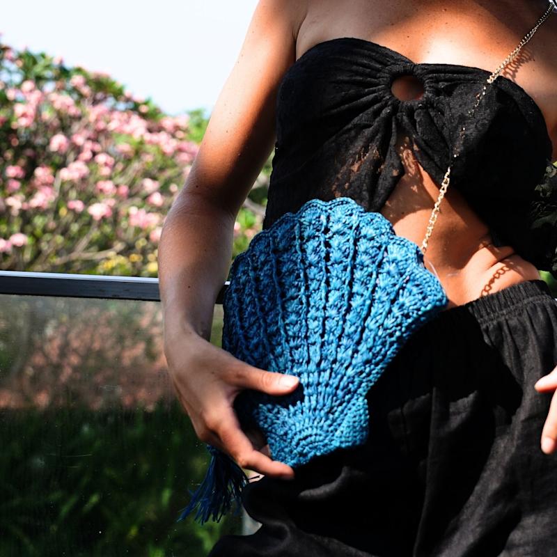 Shell Raffia Bag -Blue | Zanatany Concepts | Wolf & Badger