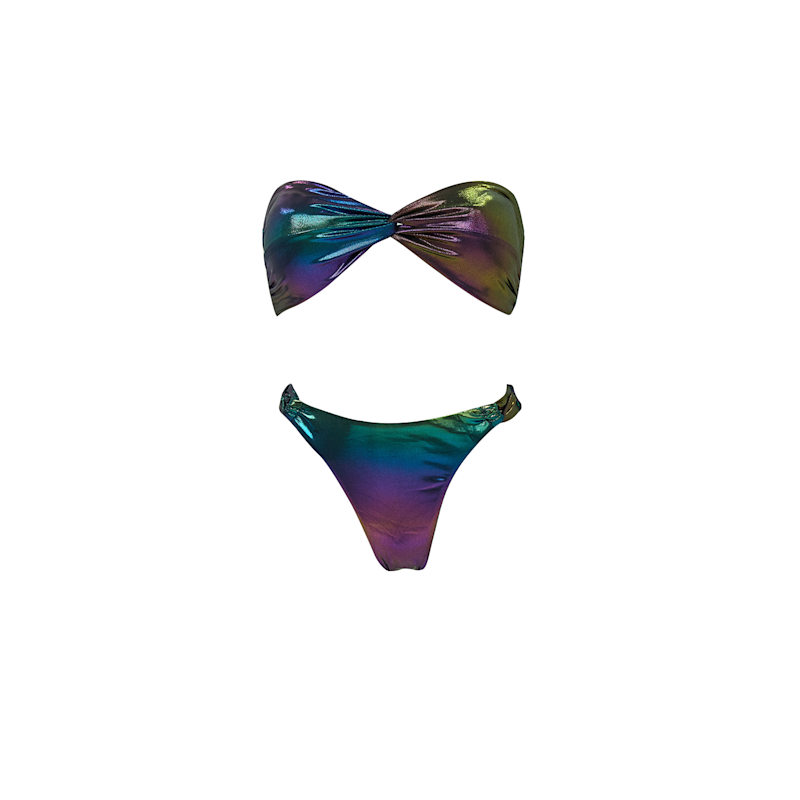 Thumbnail of The Urban Twist -  Shiny Bandeau Bikini Mystical Black image