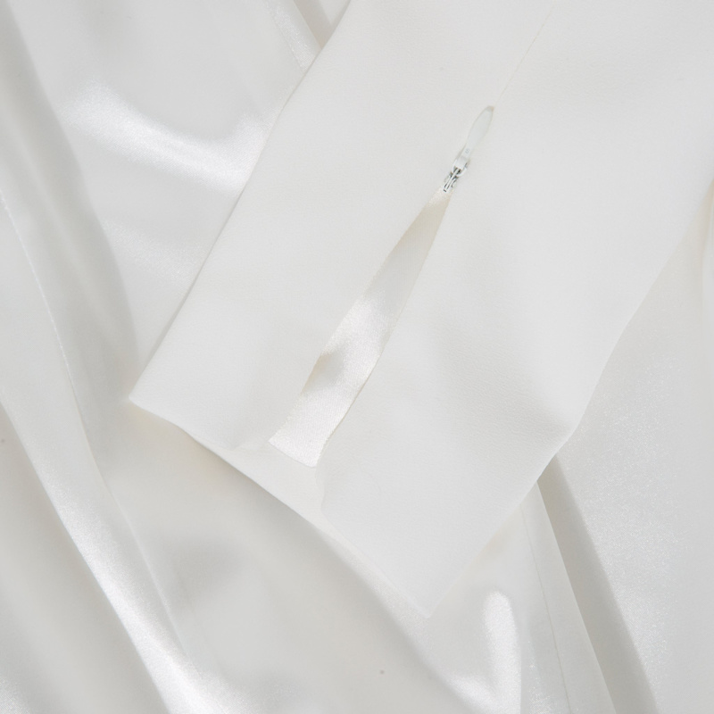 Thumbnail of Draped Sleeved Tailored Blazer Dress - White image