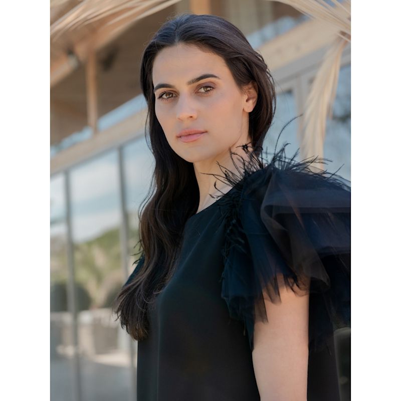 Thumbnail of Short A Line Dress With Winged Tulle Sleeves image
