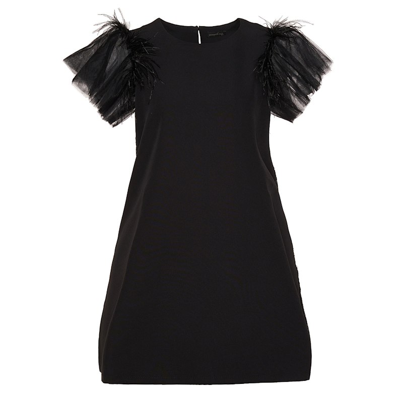 Short A Line Dress With Winged Tulle Sleeves | concept A trois | Wolf &  Badger