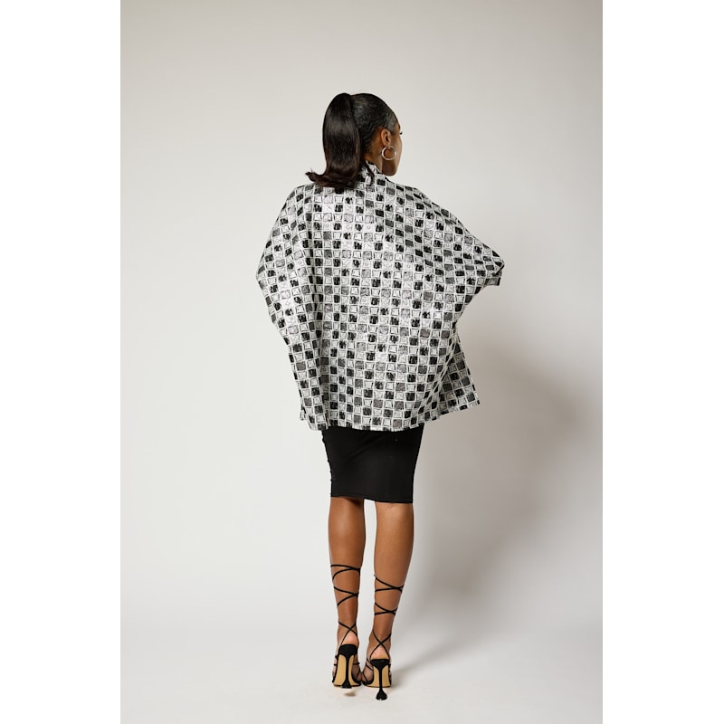 Thumbnail of Short Checkered Kimono Jacket image
