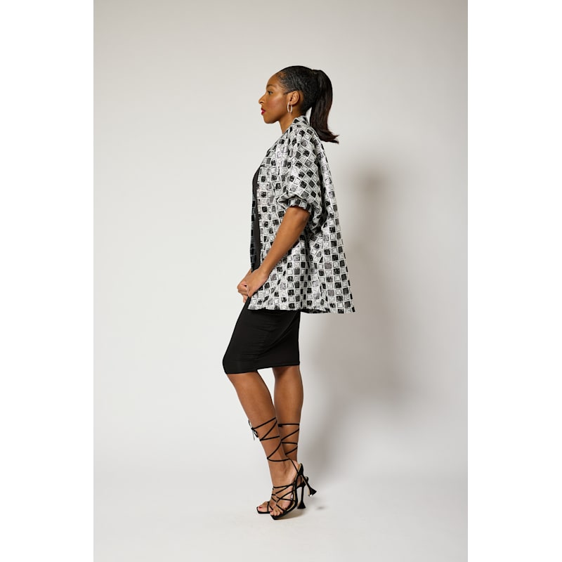 Thumbnail of Short Checkered Kimono Jacket image