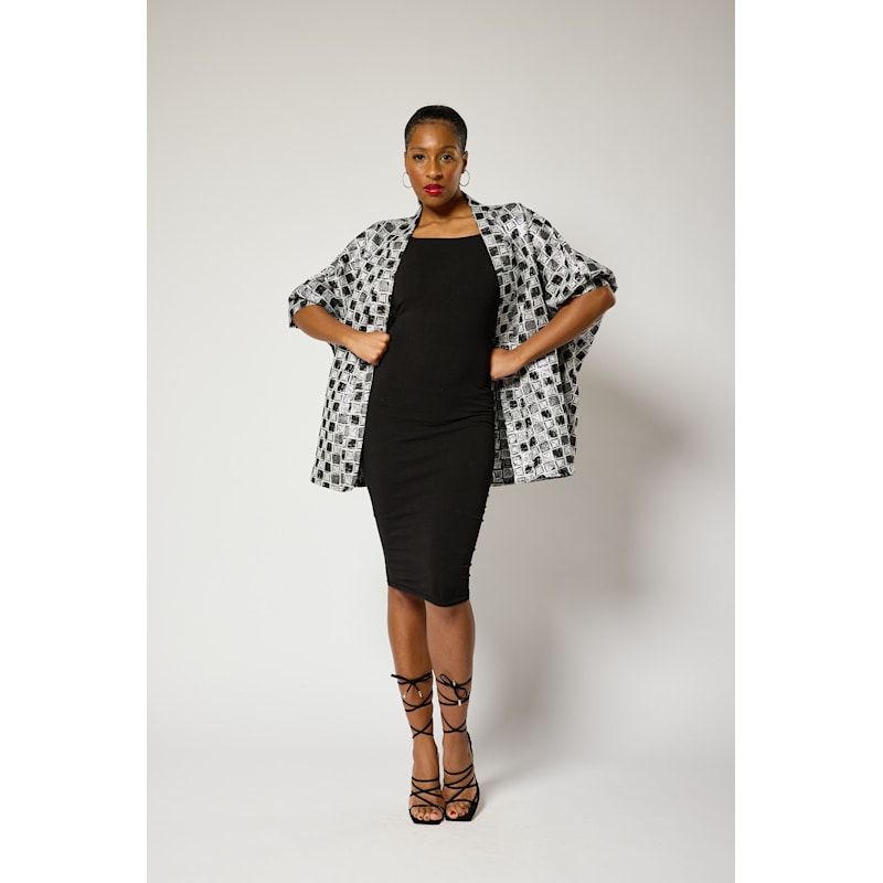 Thumbnail of Short Checkered Kimono Jacket image