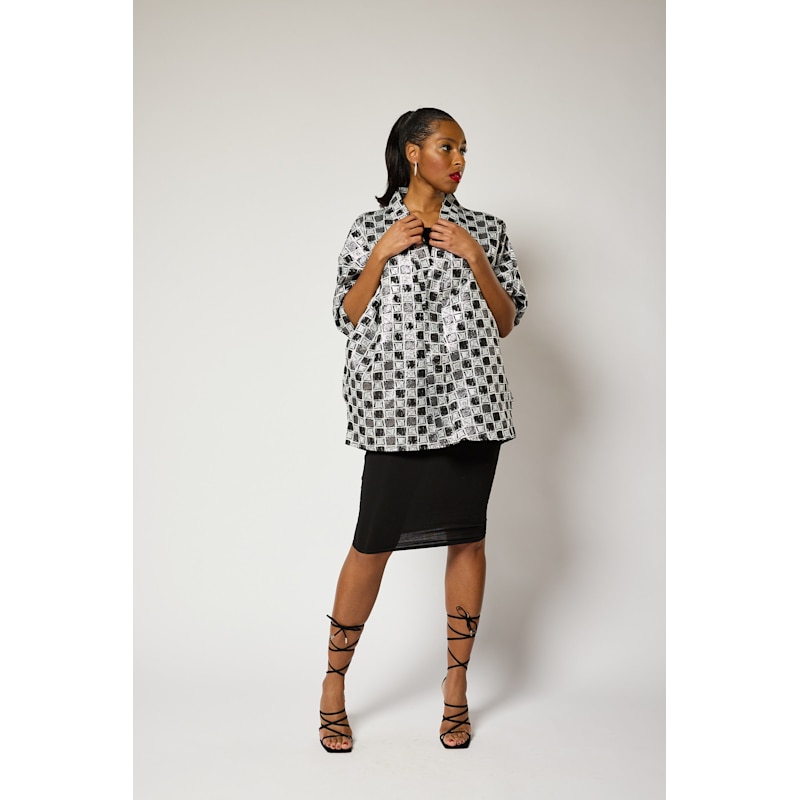 Thumbnail of Short Checkered Kimono Jacket image