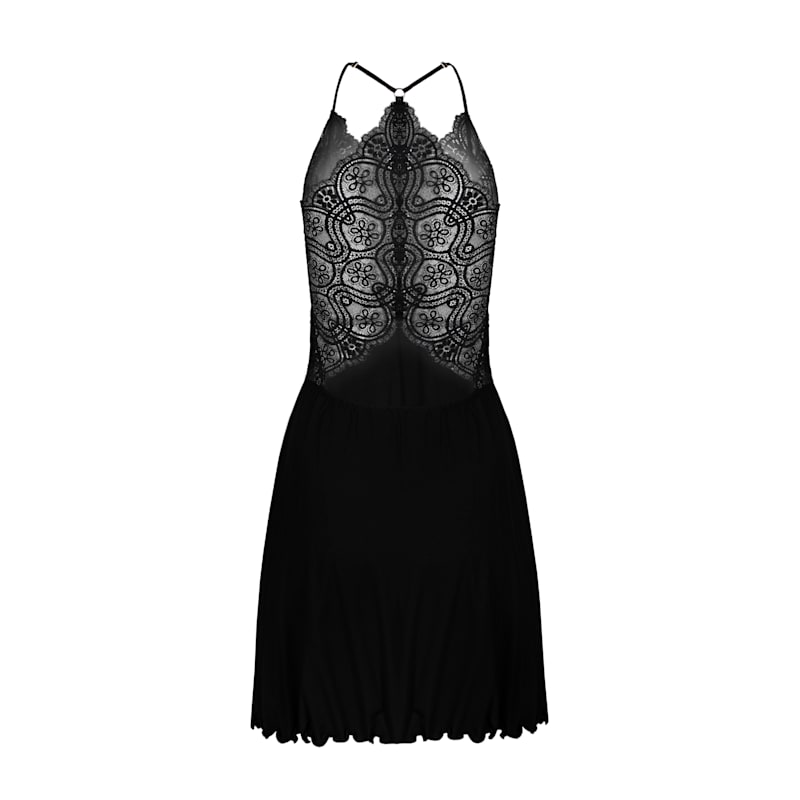 black lace sleep dress Yievot Women Lace Chemise Nightgown Sleepwear V Neck Full Slip Sleeveless Lingerie Sleep Dress, Women's, Size: Large, Black