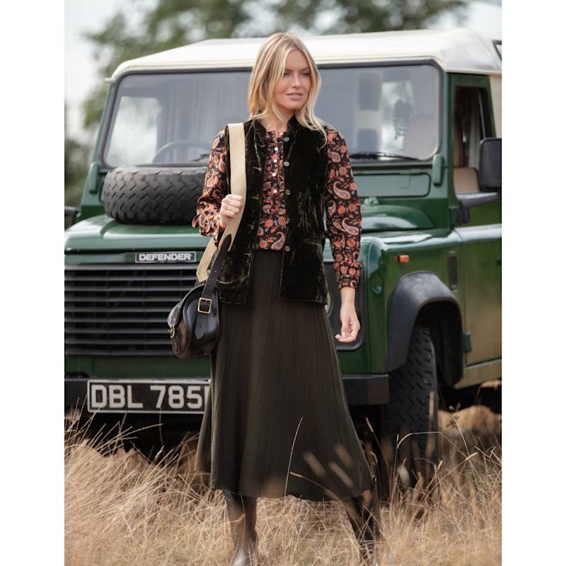 Thumbnail of Short Silk Velvet Waistcoat In Olive Green image